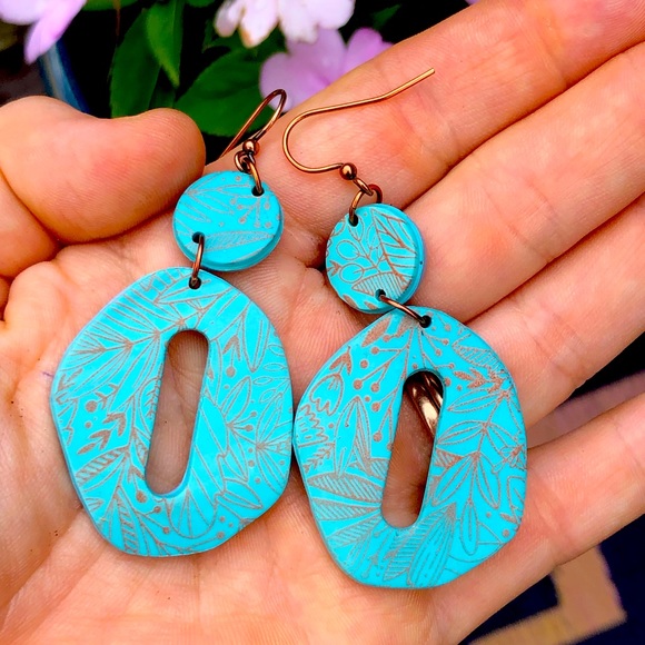 Handmade Polymer Clay Earrings by Lines and Shapes Jewelry Shop (me!) - Picture 1 of 3